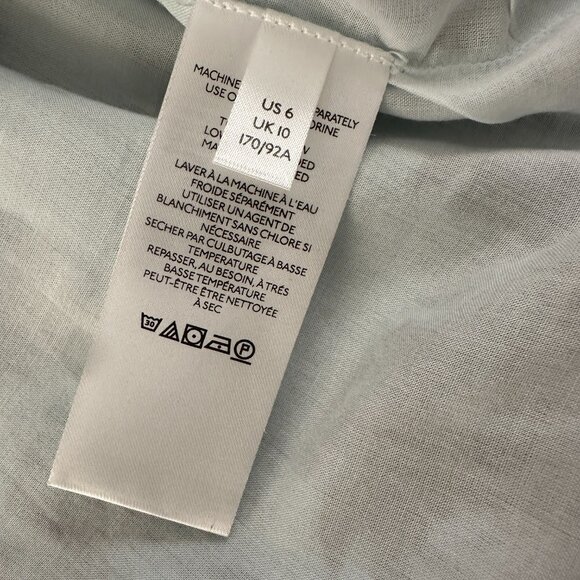 Anthropologie Lavinia Embroidered White Blue Shirt Dress Size 6 Button Cotton - Picture 7 of 8